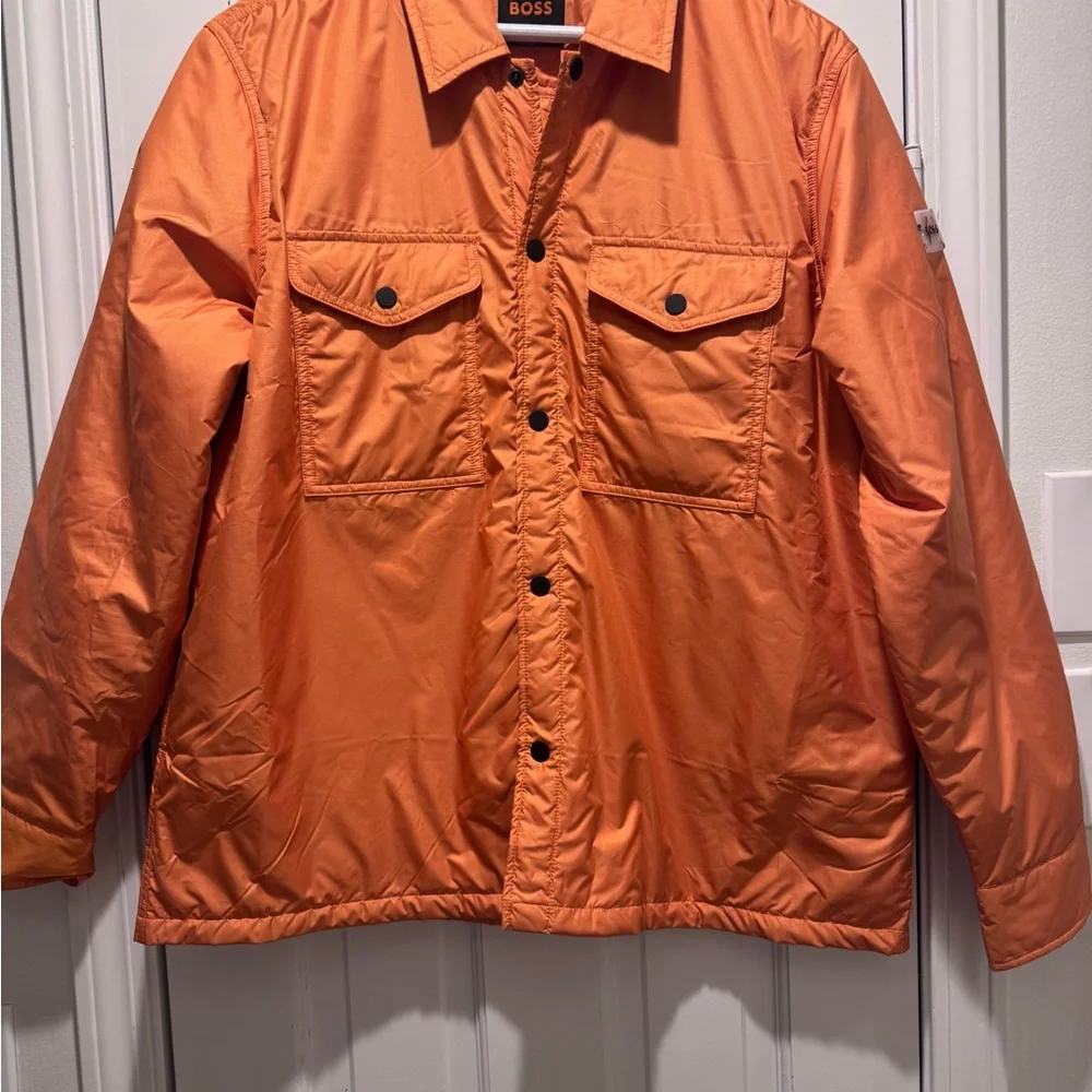 BOSS Men's Bright Orange Lightweight Shirt Jacket Like New